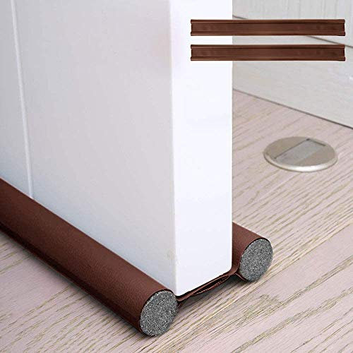 2Pcs Bas de porte double isolant, Boudin de porte anti froid, Boudin porte double isolant, Boudin protection contre courants d'air anti bruit, Joint de porte interieur universel etanche (Marron, 2Pcs)