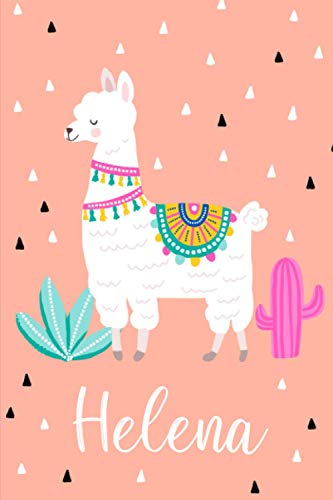 Helena: Personalisiertes Design Notizbuch Alpaka Lama 120 linierte Seiten ( ca.DIN A5 ) , perfekte Geschenkidee - für die Schule,Weihnachten Notizbuch mit Name Helena