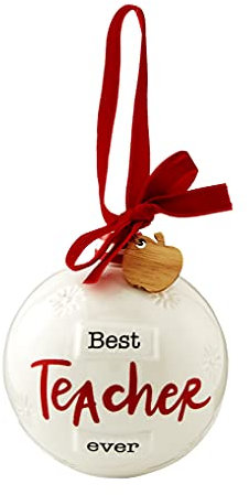 Mud Pie Keramik-Weihnachtskugel, Bester Lehrer, 11,4 x 10,2 cm