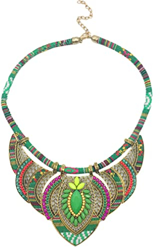 YAZILIND Bohemian Halsketten Ethnic Style Chunky Colorful Ethnic Festival Tribal Perlen Bib Kragen Choker Kostüm Halskette Schmuck (#1)