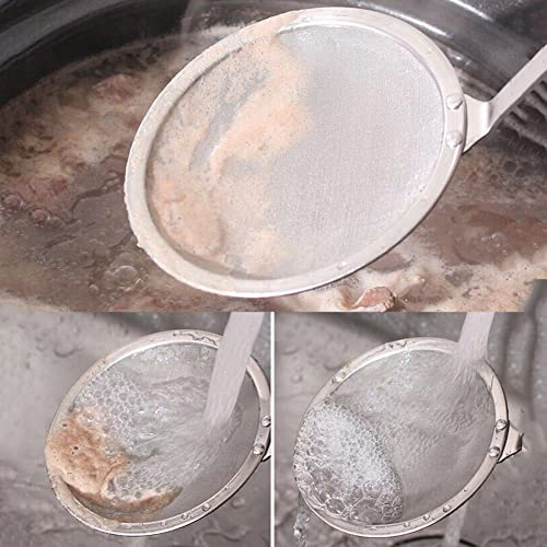 Suppenlöffel Fetttrenner Schaumkelle Abseiher Abschäumer Edelstahl Schöpflöffel Fettabschöpfer Schaum Löffel Filter Pfannenwender Küchenhelfer Metall feinmaschiges Sieb für Lebensmittel Küche Kochen