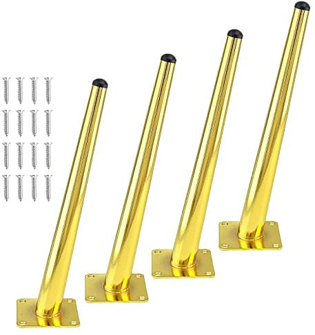 Cjueiom 12 Inch / 30cm Oblique Furniture Legs Gold Sofa Legs Set of 4, Mid-Century Couch Leg Heavy Duty Coffee Table Legs, Tapered Chair Feet Metal Cabinet Leg Replacement for Cupboard Ottoman