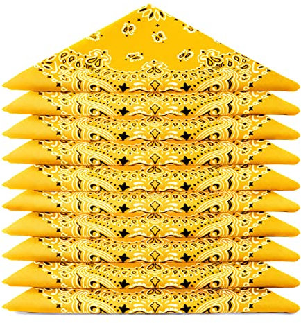 Karl Loven BANDANA 10 Stück Mango-Orange - Paisley Mandala Muster - 100% Baumwolle TÜV geprüft - Dicker Stoff - 20 Exklusivfarben