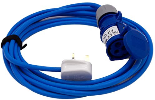 UK Made Mains Power 13Amp UK Plug to 16Amp IP44 240v Coupler Fly Lead (15 Metres)