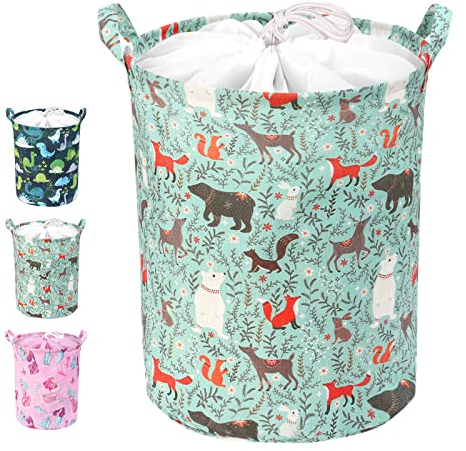 Miracle Baby Ispessimento Round Stoccaggio Paniere, Cesto Portabiancheria Portatile Grande,Portabiancheria di Grandi Dimensioni,Cesta Portaoggetti(Foresta)