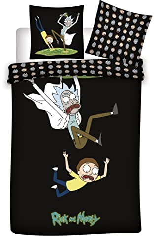 Carbotex bettbezug Rick & Morty 140 x 200 cm Baumwolle schwarz