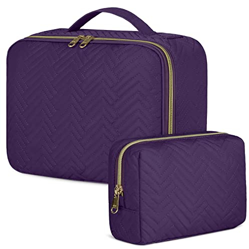 IGOLUMON Kosmetiktasche Kulturtasche Damen Kulturbeutel zum Aufhängen wasserdichte Schminktasche Große Make up Tasche für Reise 2 Stücke Lila