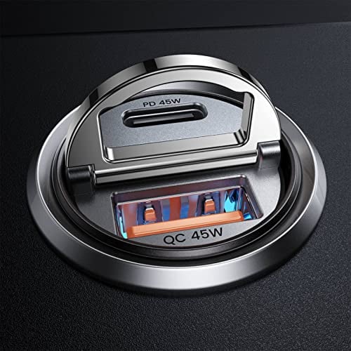 MRGLAS 90W Zigarettenanzünder USB C [PD45W & QC45W] 12v USB Steckdose verteiler Mini Metall KFZ Ladegerät USBC Adapter Autoladegerät USB C Kompatibel mit iPhone 17 Pro Max Plus Air 16 15, Samsung S25U