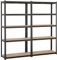 Yaheetech Scaffale in Metallo Acciaio Senza Viti Regolabile Scaffalattura a 5 Ripiani Portata 875 kg per Carichi Pesanti Mensola Salvaspazio 180 x 180 x 40 cm da Garage Cucina Nero
