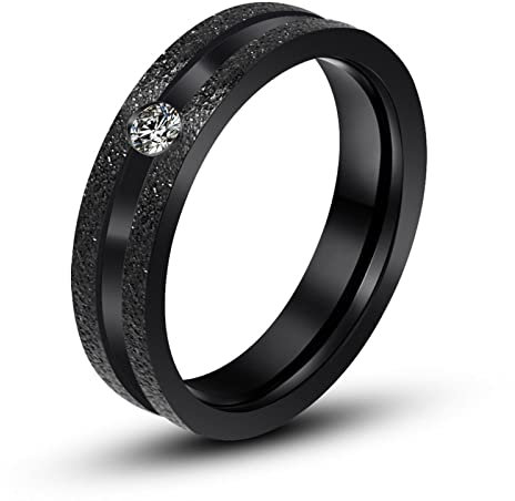 Aotiwe Verlobungsring, Ringe Herren Groß Schwarzer Matter Ring mit Zirkonia Edelstahl Größe 62 (19.7)