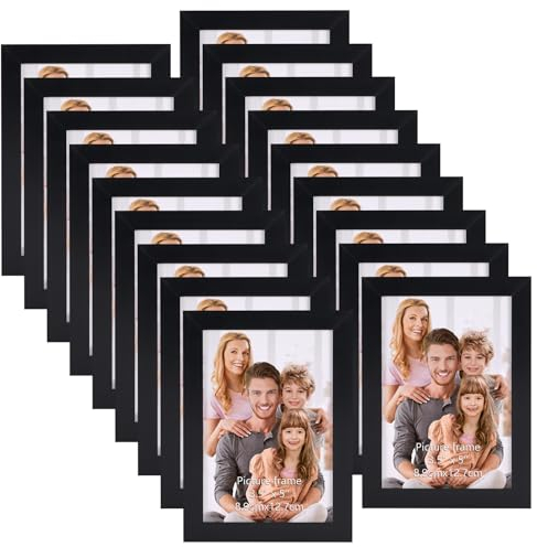 Hoikwo 18 Stück Bilderrahmen 9x13 cm, Schwarz Fotorahmen Collage Set für Wohnzimmer Schlafzimmer Kinderzimmer Büro Treppenhaus Flur, Wand- oder Tischaufsteller