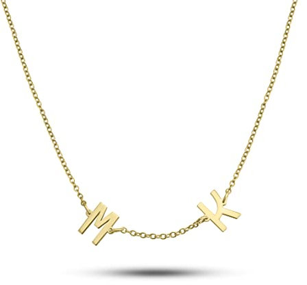 ZNA Jewels Silver Initial Name Necklace - Personalized Custom Necklace for Women - Letter Pendant with Customized Initials - Mother's Day Gift Idea (18K Gold)