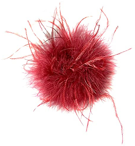 Broche Plume d'Autruche Asudaro - Rouge foncé - Accessoire de Coiffure et de Chapeau - Mariage, Banquet, Fête, Bijoux