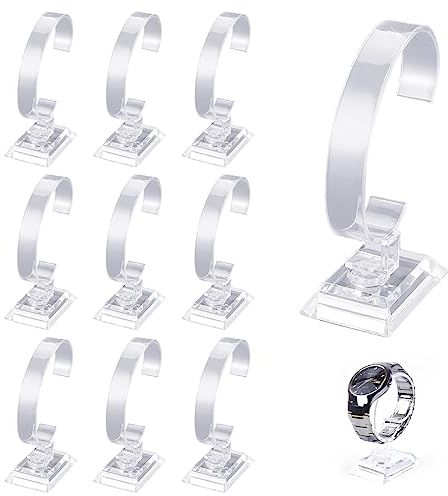 Amindz 10 Stück Armbanduhr Ausstellungsstand Halter,Acryl Uhrenhalter,Transparenter Armbandständer Halter, durchsichtiger Schmuck Vitrinen Ausstellungsständer Rack für den Laden oder den Heimgebrauch