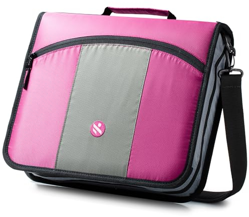 Kinbashi Ordner, 7,6 cm (3 Zoll), 3 Ringe, Ordner mit Fächermappe und Schultergurt, Rosa