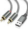 MEIRIYFA USB a 2RCA cavo audio, USB 2.0 a 2RCA maschio 2 Phono connettore Y cavo separatore, PC USB a convertitore audio stereo con decodificatore chip HIFI per amplificatore altoparlante (2M)