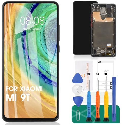 Écran LCD de rechange TFT pour Xiaomi Mi 9T / Mi 9T Pro/Redmi K20 / Redmi K20 Pro LCD avec cadre (noir, aucune reconnaissance d'empreintes digitales)
