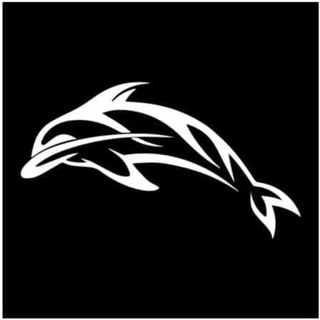 Car Sticker Dog Personalised 21 cm (8.6 Inches) Dolphin Sticker, Vinyl, Sea Life, Fish, Ocean, Car Sticker, Black/Silver (def1m12564)