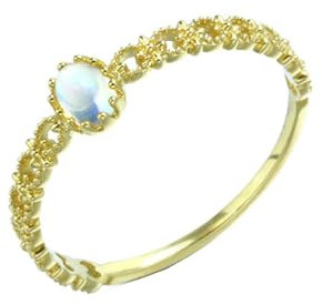 Stfery Gold Ring 18K Ringe für Frauen Oval Mondstein Ring Damen