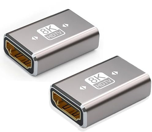 REKO 8K HDMI Coupler, HDMI 2.1 Female to Female Connector, Extension Adapter, Supports 8K@60Hz, 4K@120Hz,120UHD, Compatible with HDTV, Monitors, Laptop, Projector, PS5/4, Xbox (Pack of 2)