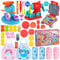 Yimomoyi 56 Stück Knete Dough Set für Kinder, Knete Eismaschine, Burgermaschine Knetset mit Knetwerkzeug und 12 Dosen Knete, Knete Zubehör mit Ärmel und Schürzen, Spielzeug Geschenk Knete ab 3 Jahre