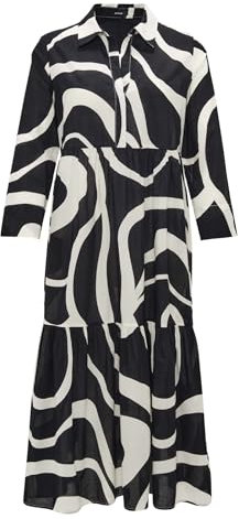 OPUS Damen Maxikleid | Hemdblusenkleid WERANO Flow A-Linie aus BCI Cotton Black, 38