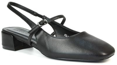 Women's Low Block Heel Mary Jane Court Shoes Ladies Slingback Classic Square Toe Black Synthetic Leather Party Dress Pumps Size 5