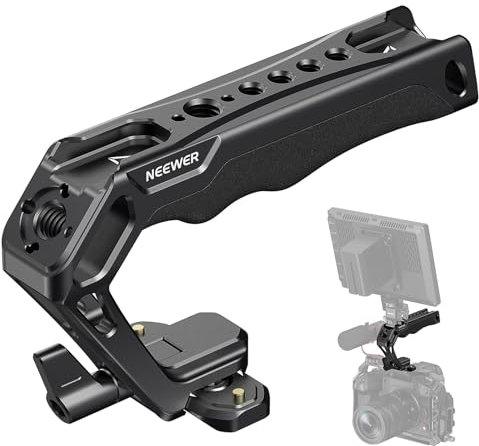 Neewer NATO Top Handle Kit with Quick Release NATO Clamp, 48mm Mini NATO Rail, Ergonomic Silicone Grip, Cold Shoes, 1/4 Threads, 3/8 for ARRI, Compatible with SmallRig Camera Cage, CA103