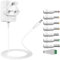 Tonton 12V DC Power Supply Adapter 3M(10ft),1A 12W AC/DC Power Adapter Cord, Power Plug DC Male 5.5x2.1mm with 8 Tips for LED Strip Light, CCTV Camera, BT Speaker, GPS, Webcam, Router (White)