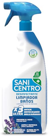 Sanicentro Limpiador Baños Desinfectante Campos de Lavanda | Elimina cal y restos de jabón | Previene el moho | Aroma fresco y duradero | Pistola 750ml