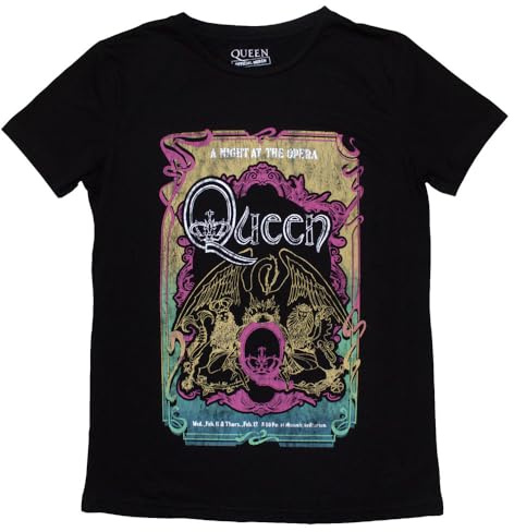 Rock Off officially licensed products Queen A Night At The Opera Tour '76 Womens T Shirt S Black