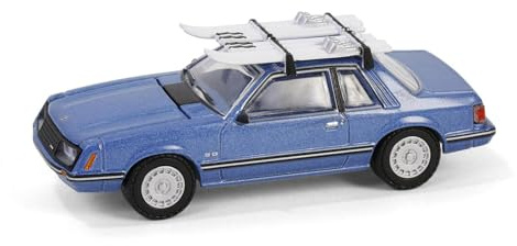 Greenlight 1/64 1981 Mustang GHIA Coupe with Ski Roof Rack Blue Hobby 30510
