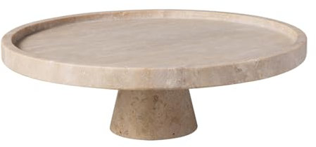 Villeroy & Boch - Manufacture Travertine Footed Serving Platter Beige, Hand-Crafted, Elegant Design Made from Natural Stone in Sand, Bowl, Table Decor Stone, Decoration, Crockery, Travertine