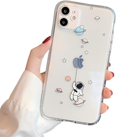 Bakicey für iPhone 16 Hülle für iPhone 16 Transparent Dinosaurier Muster Weiche Silikon Handyhülle Fallschutz TPU Schutzhülle Case Cover für iPhone 16,Astronaut