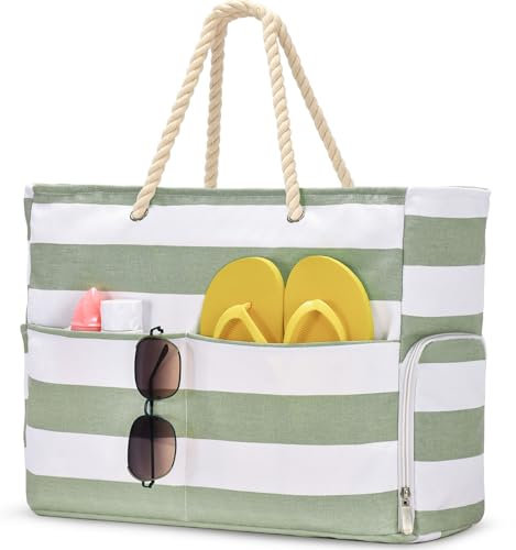 oscaurt Strandtasche Groß Wasserdicht Umhängetasche Tote Bag Shopper Tasche Damen Beach Bag mit Reißverschluss Badetasche Einkaufstasche Sporttasche Damen Faltbar