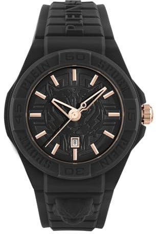 Plein Sport Unisex Uhr Analog Quarz New Fearless Schwarz PSHDA0524 Silikon