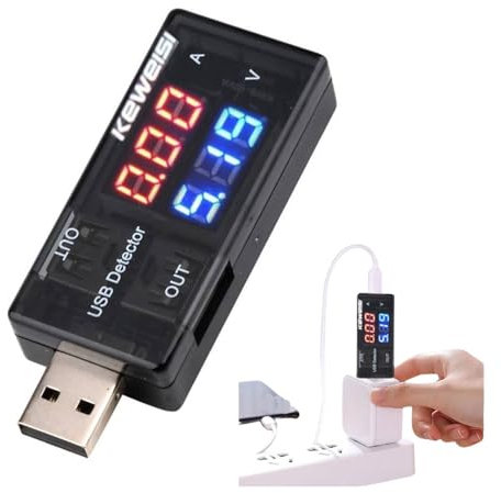 Usb Current Voltage Charging Detectors Multifunctional Voltage Tester Meter Dual Led Digital Voltmeter Volt Charger Ammeter Power Bank Amp, Battery Checker Led Display for Phone Laptop