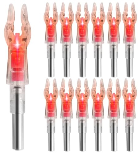 Boddceto 12PCS Lighted Nocks for Arrows with .204 Inside Diameter, High-Visibility Lighted Nocks, Lighted Arrows Nocks Red