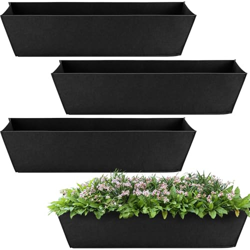 Adnee Lot de 4 doublures rectangulaires de 76,2 cm en tissu non tissé pour jardinière à suspendre au mur ou à l'extérieur Noir