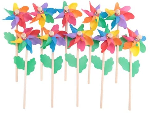 Cpolebev 10 StüCk Stick WindräDer, Windräder DIY Windräder Set für Kinder Spielzeug Garten Rasen