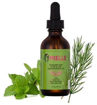 MIELLE® Rosemary Mint Scalp & Hair Strengthening Oil – Infused with Biotin for Hair Growth, Nourishes Scalp, Strengthens Hair, Reduces Split Ends, Hydrates & Adds Shine, Ideal for All Hair Types, 59ml