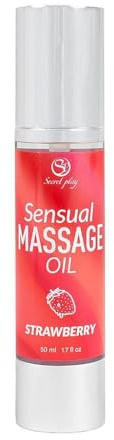 SECRET PLAY Erotisches Massageöl mit subtiler, gleitender Textur | hautsympathisch und aromatisch | perfekt für sinnliche Massagen | Erdbeerduft | 50ml