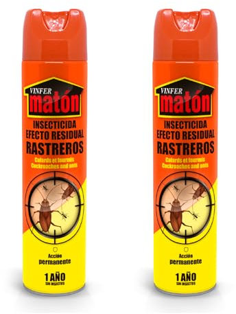 VINFERMATÓN - Insecticida Matón Residual Cucarachas y Hormigas permanente - 600ml - Pack de 2 ud