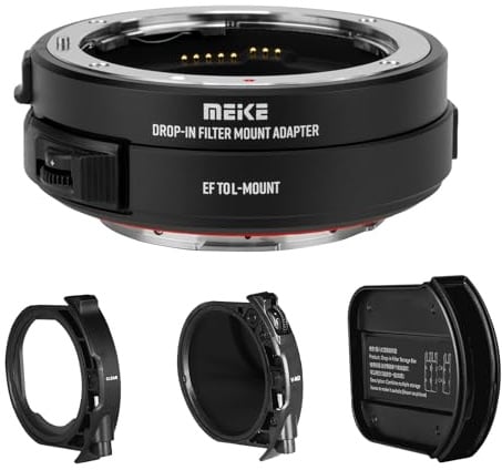 Meike EFTL-C VND Metall AF Mount Objektivadapter mit Drop-in variablen ND- und UV-Filtern Konverter für Canon EF/EF-S Objektive auf Lumix Sigma L spiegellose Kameras S1 S1R S9 S1H FP