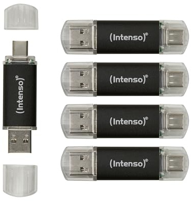 Intenso Twist Line Dual Clé USB 5 x 32 Go – Super Speed USB 3.2 Gen 1 x 1 jusqu'à 70 Mo/s, USB-C et USB-A, Anthracite