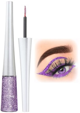 Clawrex Bunter Glitzer Eyeliner, Liquid Schimmer Glitter Eyeliner, Purple Metallic Glitzerstifte, Wasserfest & Wischfest, Präziser Strich, Wischfest, Lila Eyeliner Augen Make up für Frauen(Lila)