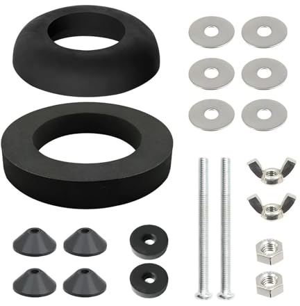 Toilet Cistern Seal Kit Stainless Steel Universal Toilet Repair Replacement Kit 100mm M6 Bolt Through 1.5 Rubber Dome 2 Foam Washer Set Close Coupled Toilet Cistern Kit for Repairing Toilet Tanks
