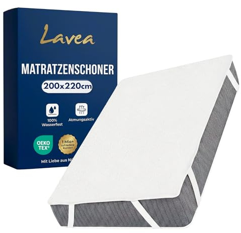 Lavea® 1x Matratzenschoner 220x200 cm – weiß | wasserdicht, Atmungsaktive Matratzenauflage mit Baumwolle Polyester Mix, pflegeleichter Matratzenschutz für Bett und Hotel