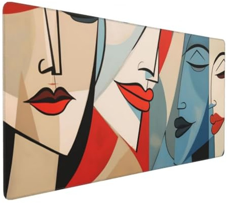 Tapis de Souris Abstrait 700x300 mm XXL Tapis Souris Gaming Grand, Mouse Pad Visage sous Main Bureau avec Base en Caoutchouc Antidérapant pour PC, Ordinateur Portable, Gamer, Maison, Bureau -MP1114