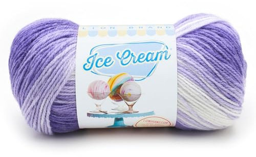 Lion Brand Yarn Ice Cream, DK Weight Acrylic Blend Yarn for Knitting, Crochet, and Crafts, Grape, 1 Pack